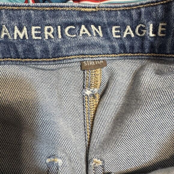 American Eagle Jeans Womens 4 Blue Super High Rise Baggy Wide Leg Cargo Stretch - Picture 12 of 14